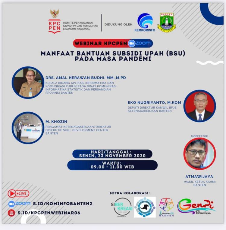 Webinar KPCPEN Kembali Digelar , akan Bahas Manfaat BSU Bagi Pekerja di Masa Pandemi